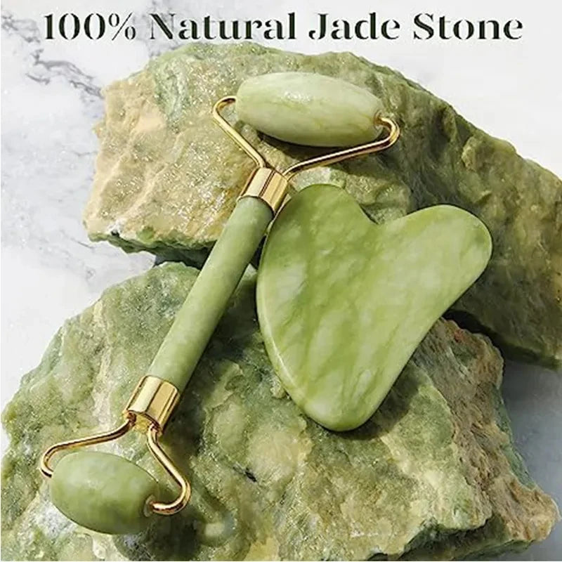 Natural Jade Roller Gua Sha Massage Set